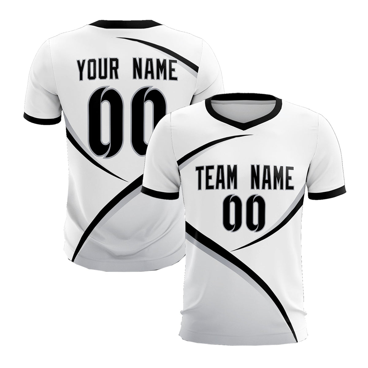 Custom White Black Color Block Training Uniform For Men Football Kits Jersey