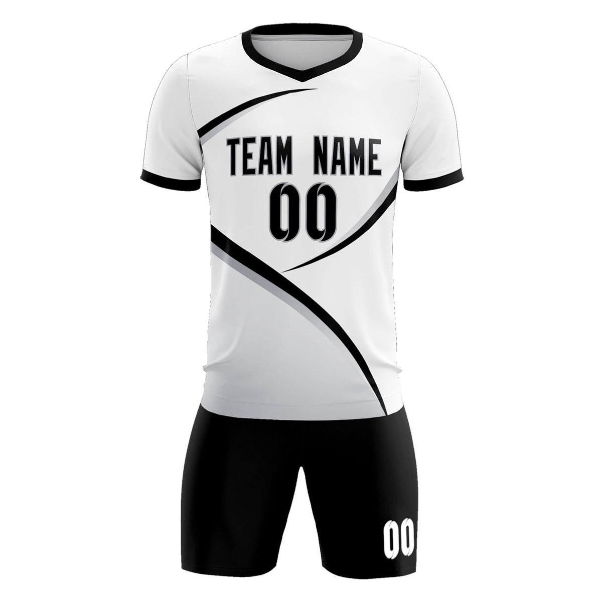 Custom White Black Color Block Training Uniform For Men Football Kits Jersey