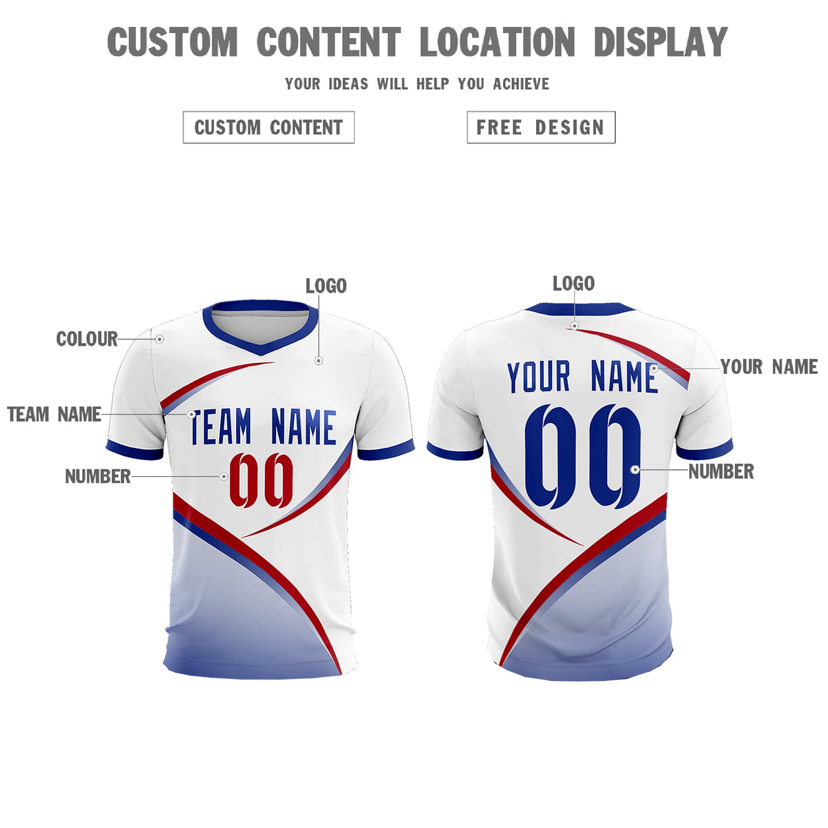 Custom White Royal Color Block Training Uniform For Men Football Kits Jersey