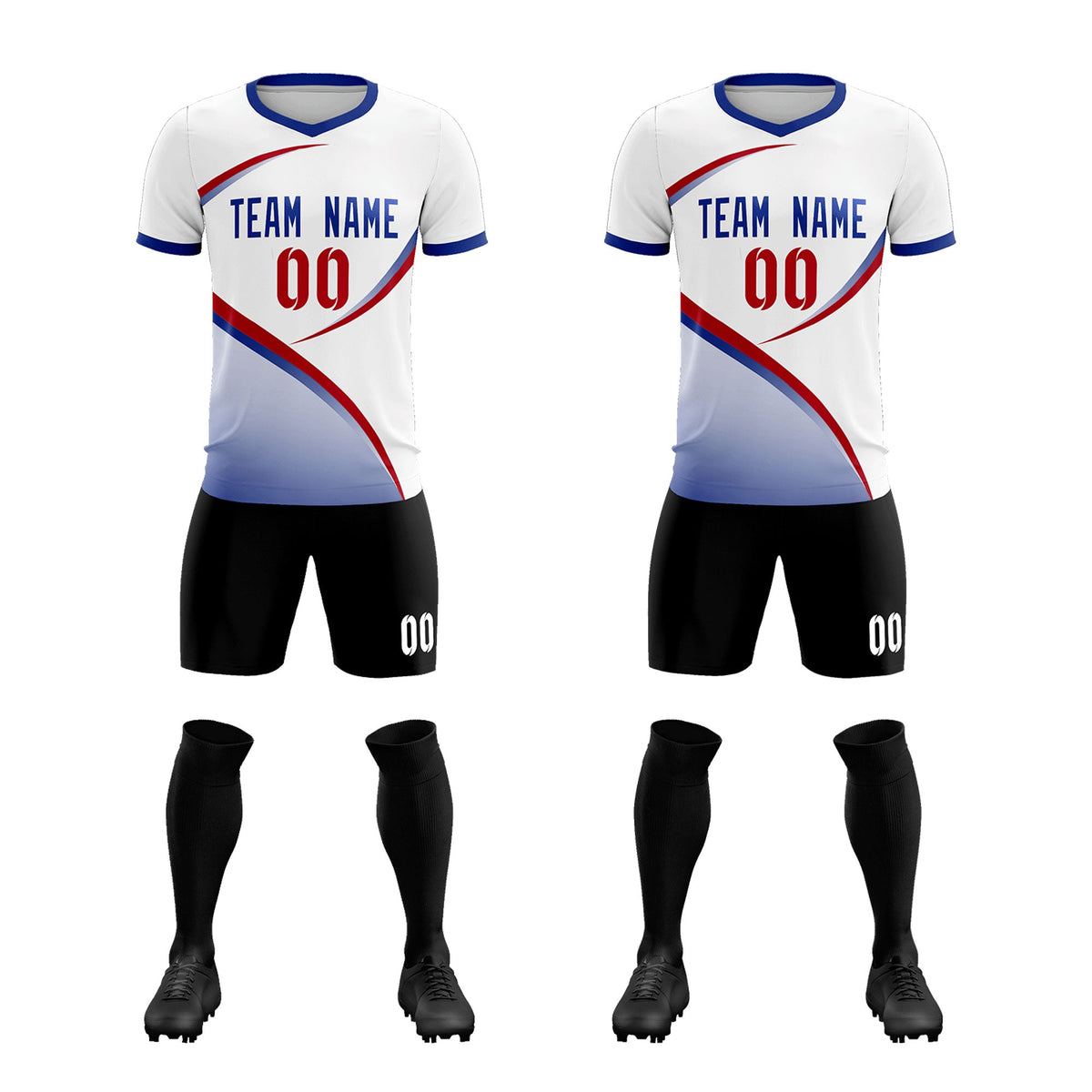 Custom White Royal Color Block Training Uniform For Men Football Kits Jersey
