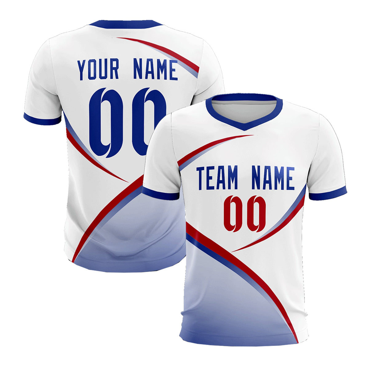 Custom White Royal Color Block Training Uniform For Men Football Kits Jersey