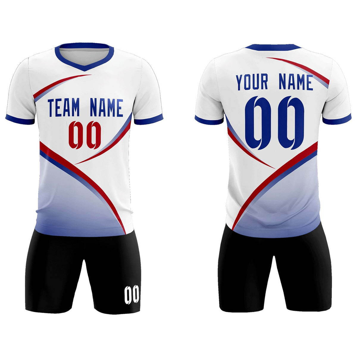 Custom White Royal Color Block Training Uniform For Men Football Kits Jersey