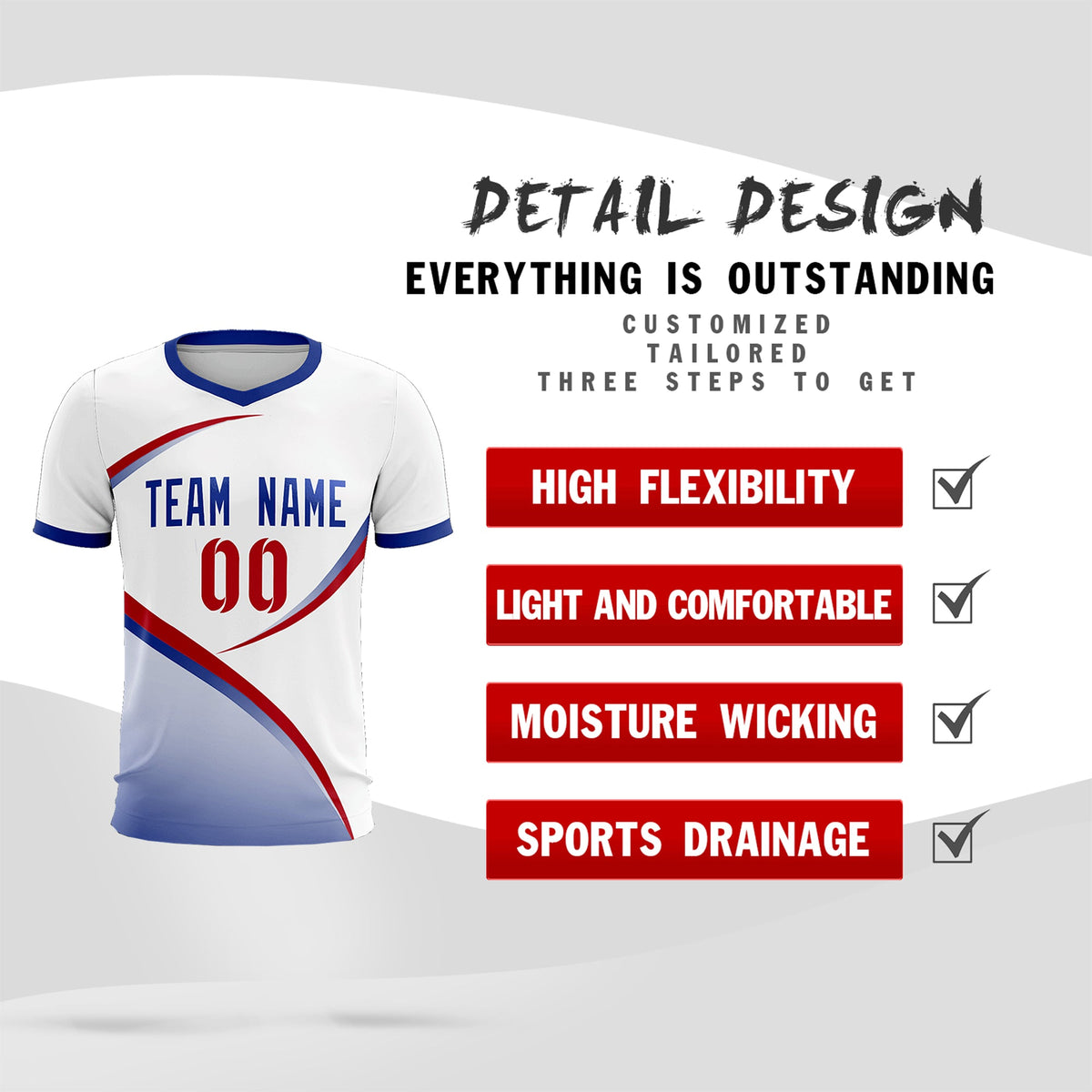 Custom White Royal Color Block Training Uniform For Men Football Kits Jersey