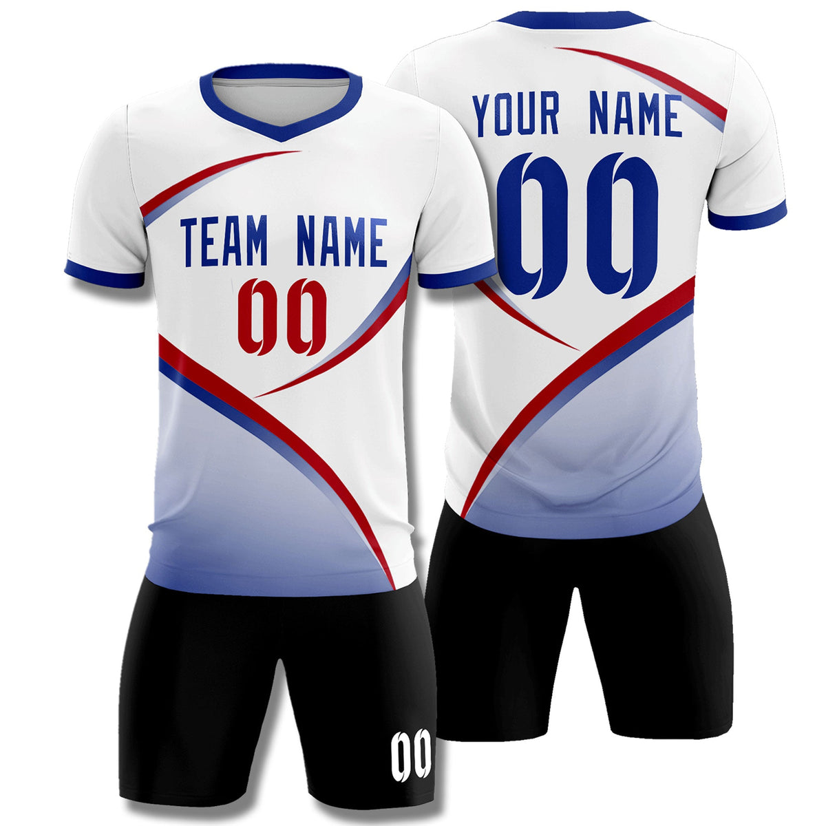 Custom White Royal Color Block Training Uniform For Men Football Kits Jersey