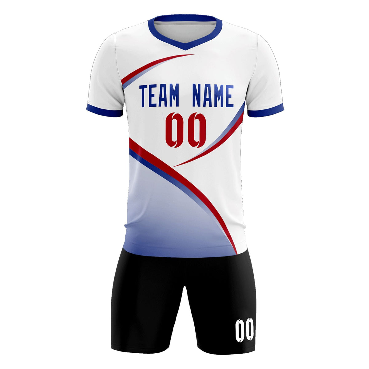 Custom White Royal Color Block Training Uniform For Men Football Kits Jersey