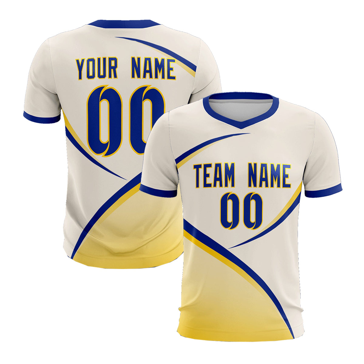 Custom Cream Royal Color Block Training Uniform For Men Football Kits Jersey