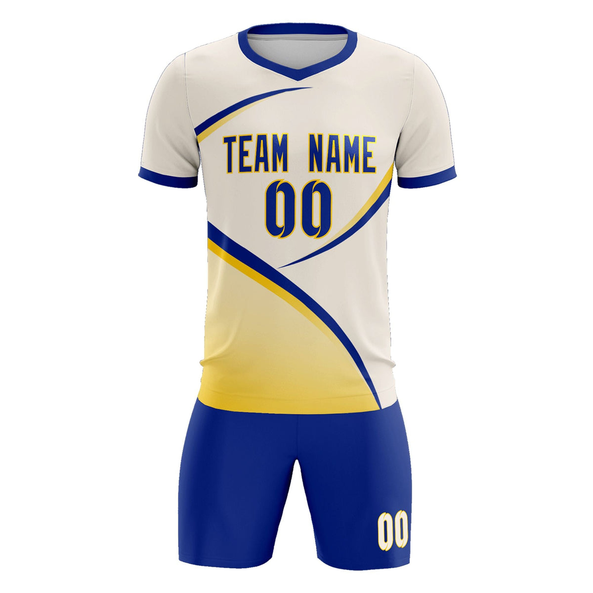 Custom Cream Royal Color Block Training Uniform For Men Football Kits Jersey