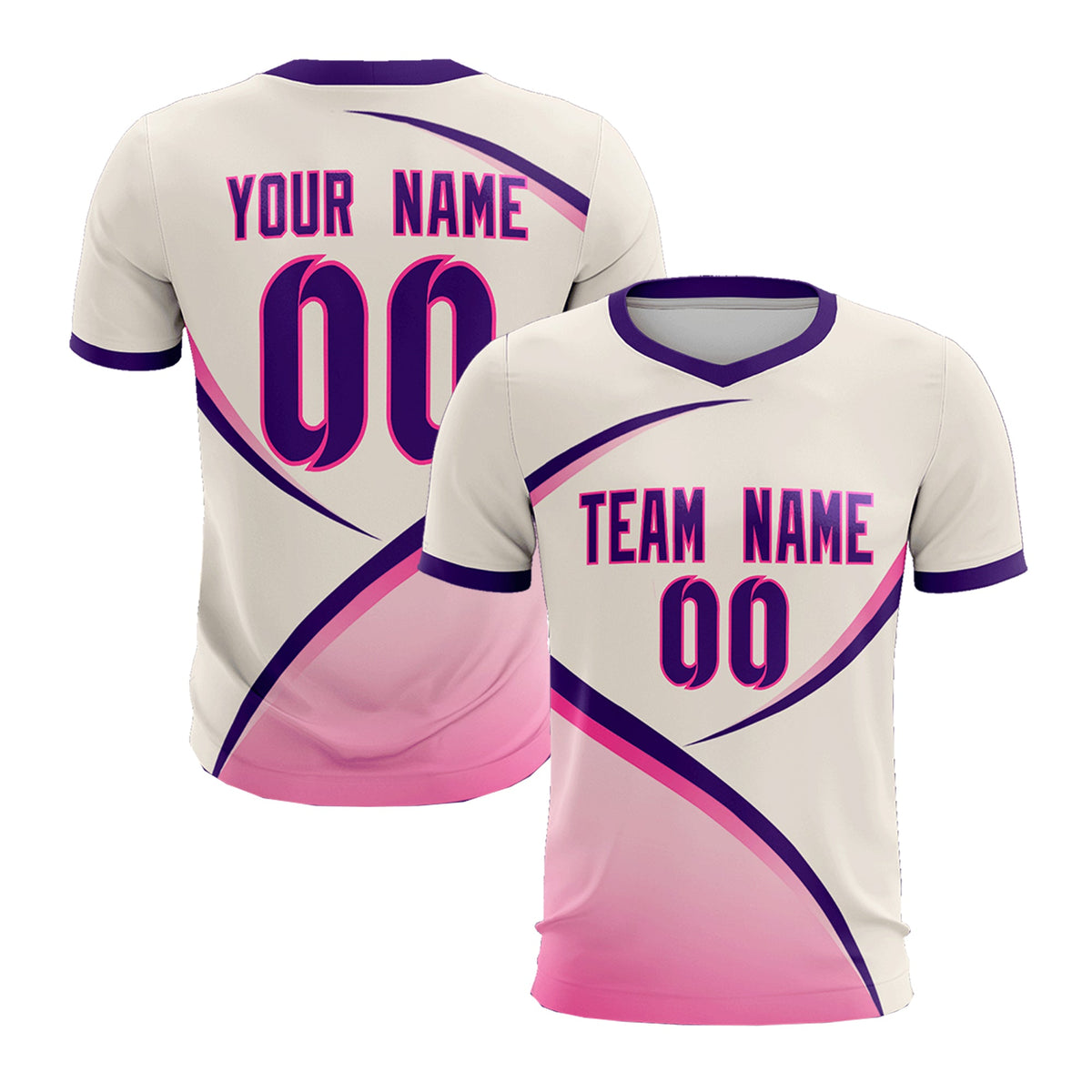 Custom Cream Purple Color Block Training Uniform For Men Football Kits Jersey