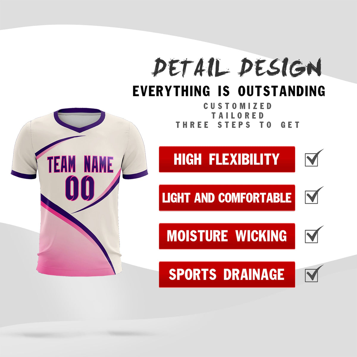 Custom Cream Purple Color Block Training Uniform For Men Football Kits Jersey