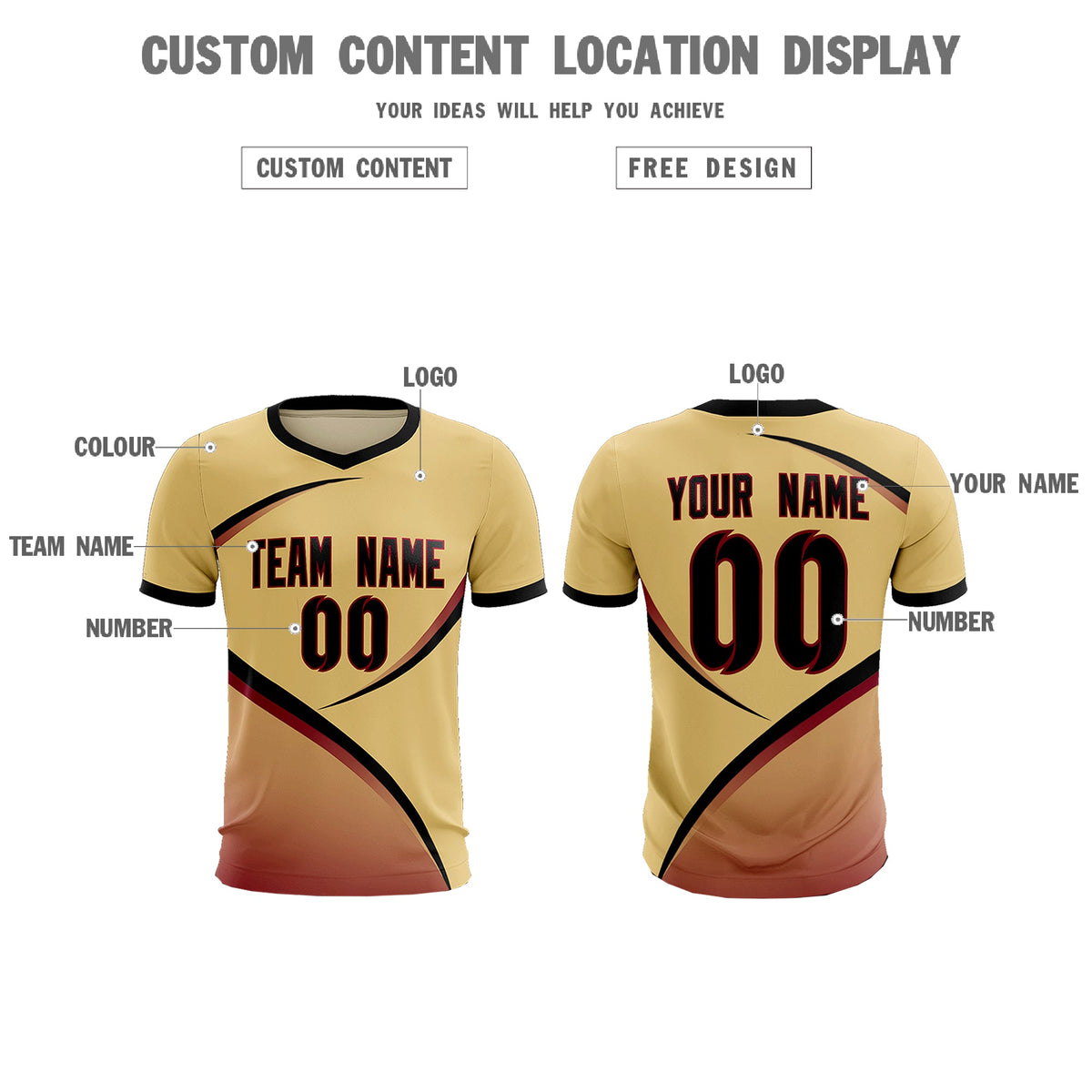 Custom Khaki Black Color Block Training Uniform For Men Football Kits Jersey