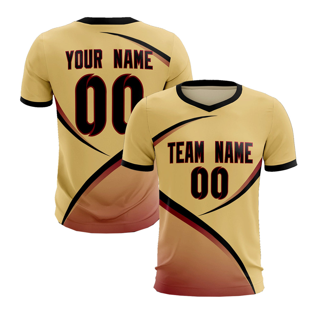 Custom Khaki Black Color Block Training Uniform For Men Football Kits Jersey