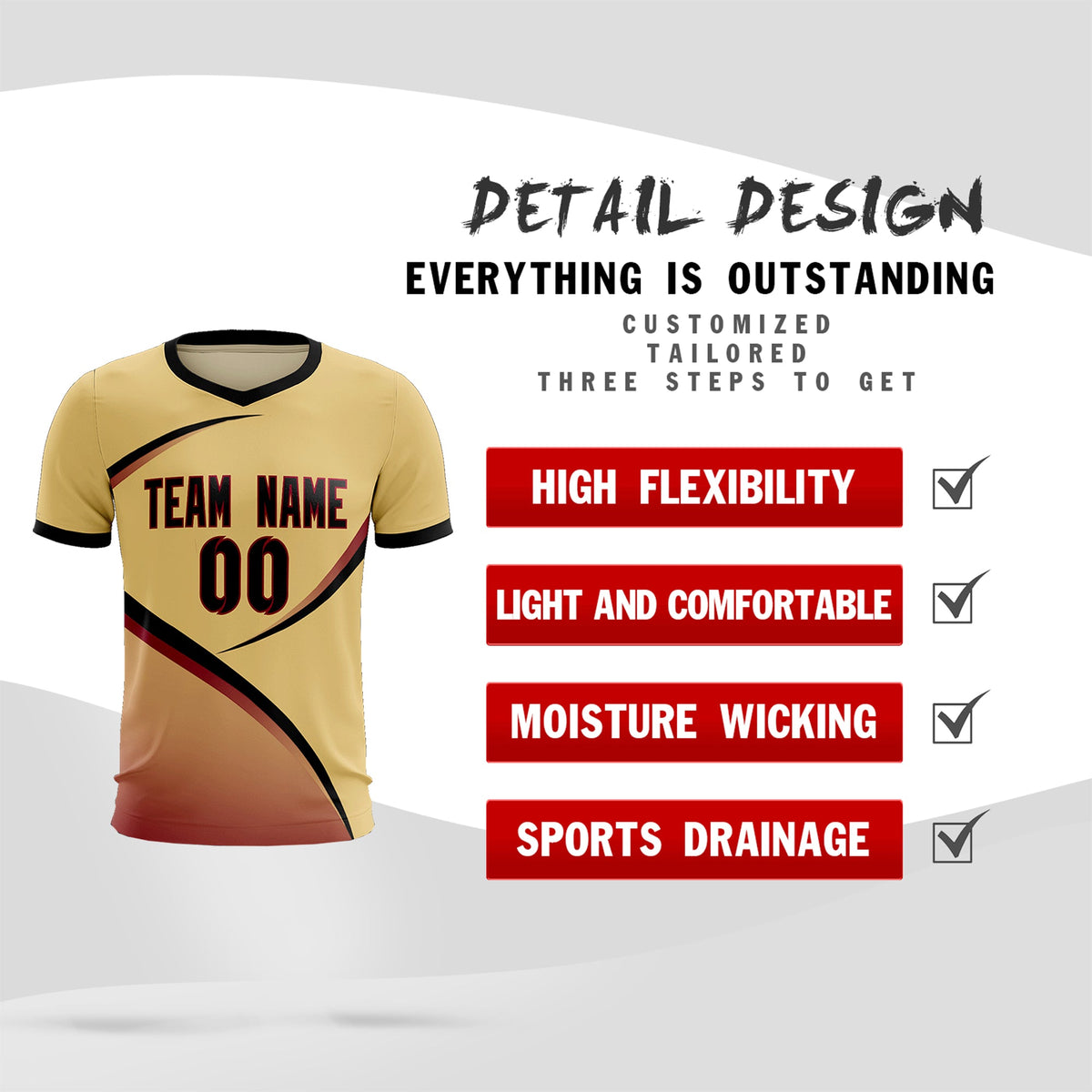 Custom Khaki Black Color Block Training Uniform For Men Football Kits Jersey