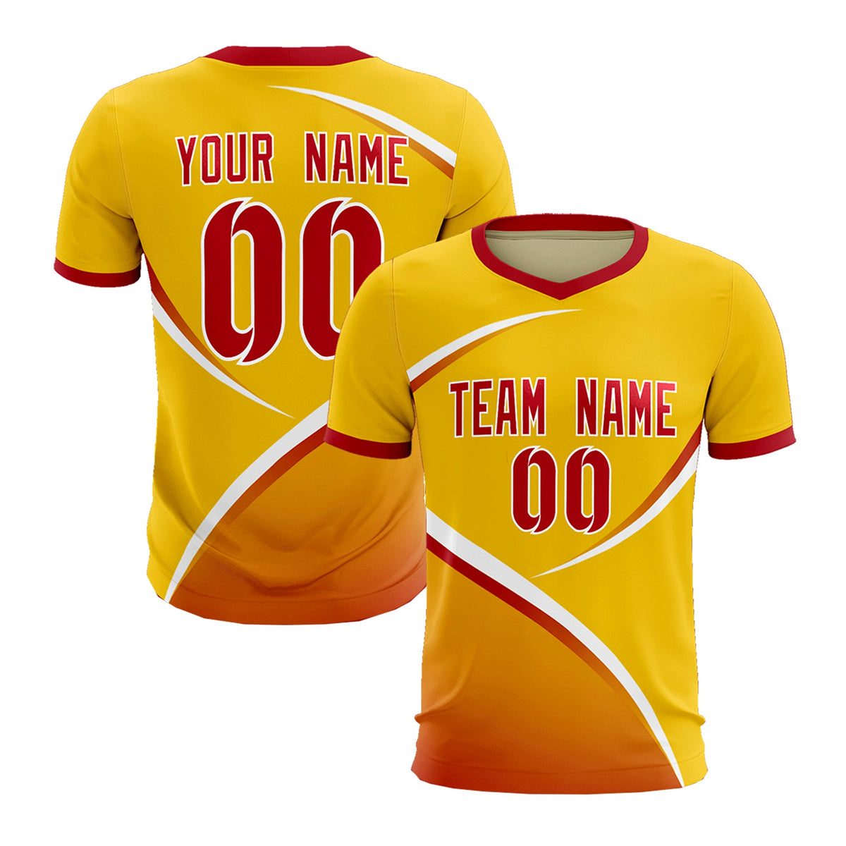 Custom Gold Red Color Block Training Uniform For Men Soccer Sets Jersey