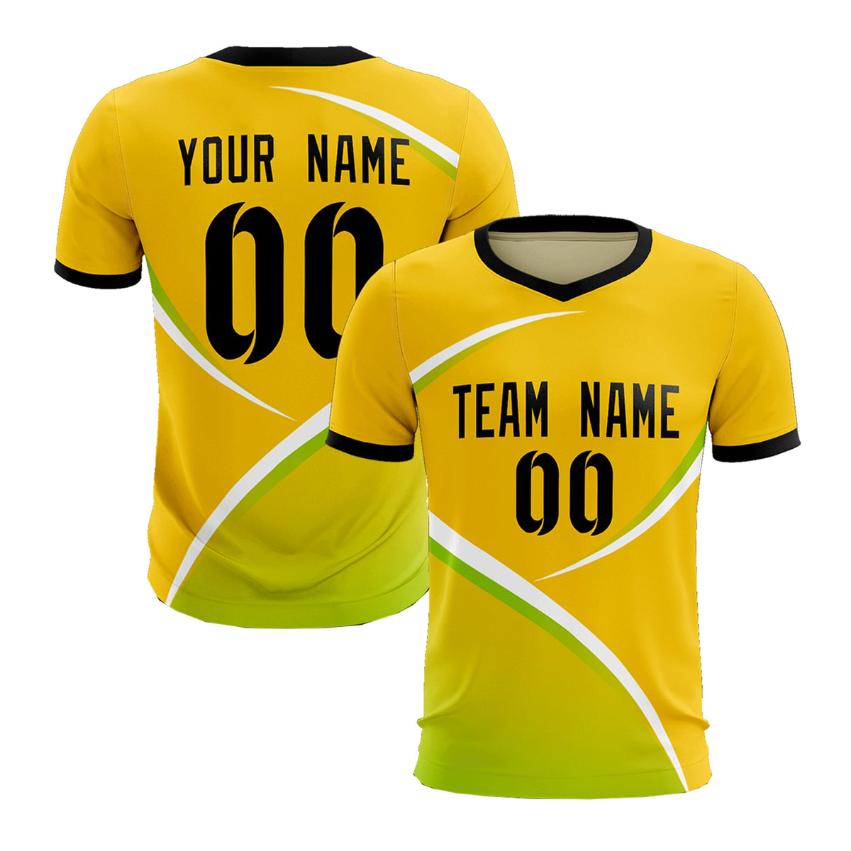 Custom Gold Black Color Block Training Uniform For Men Soccer Sets Jersey