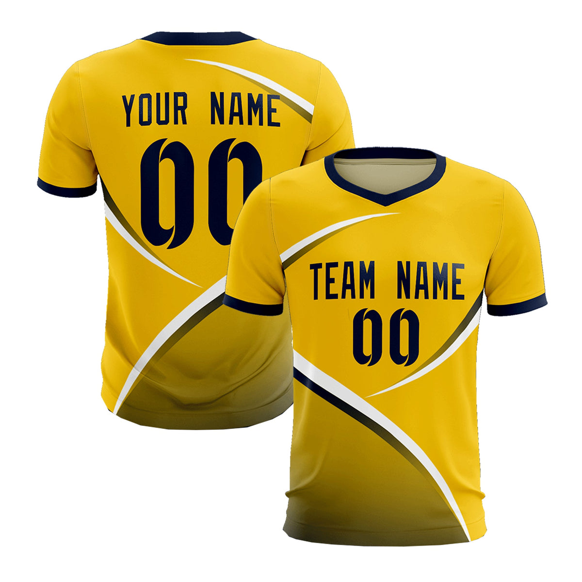 Custom Gold Navy Color Block Training Uniform For Men Soccer Sets Jersey