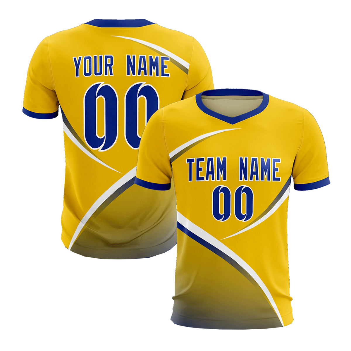 Custom Gold Royal Color Block Training Uniform For Men Soccer Sets Jersey