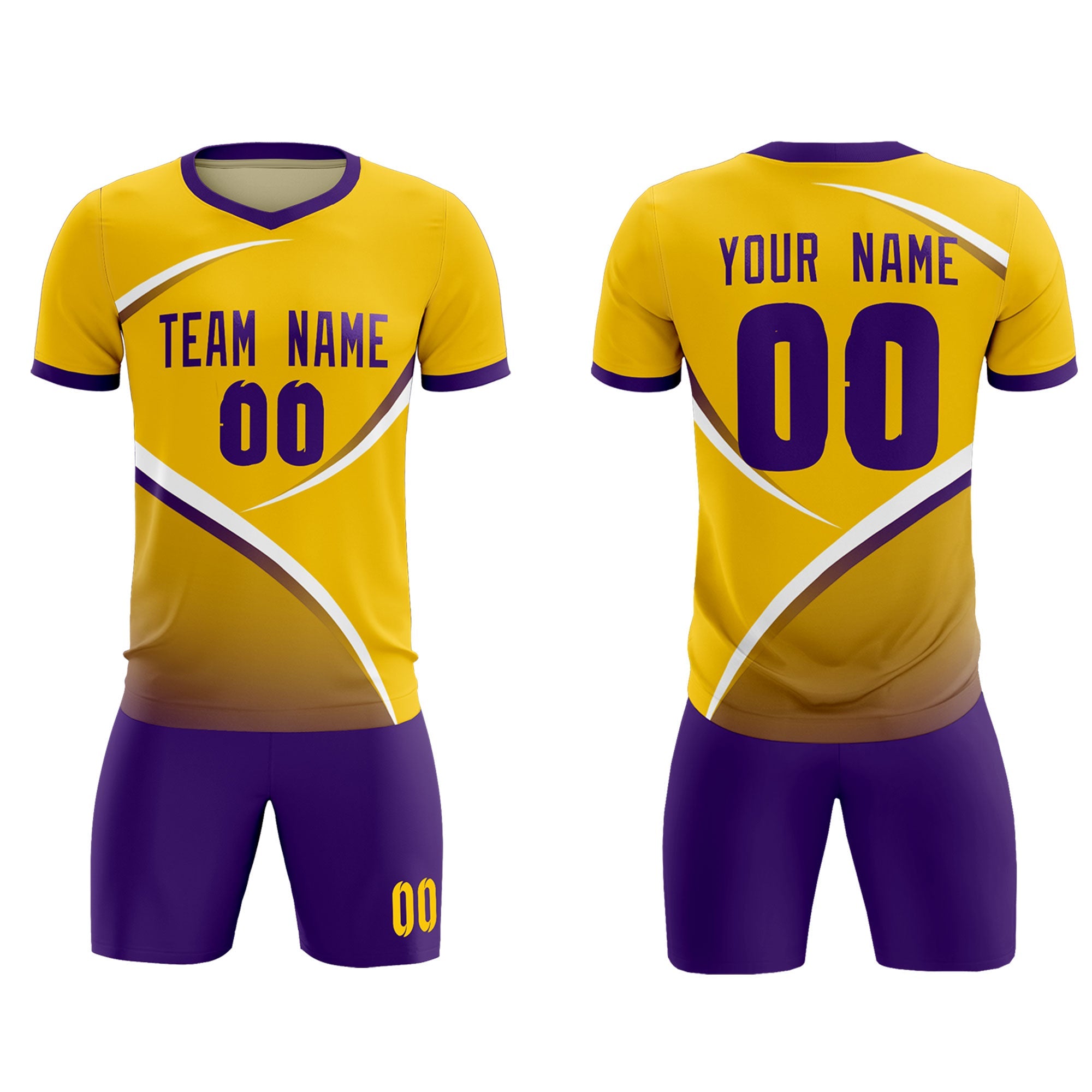 Custom Gold Old Gold Color Block Training Uniform For Men Soccer Sets Jersey
