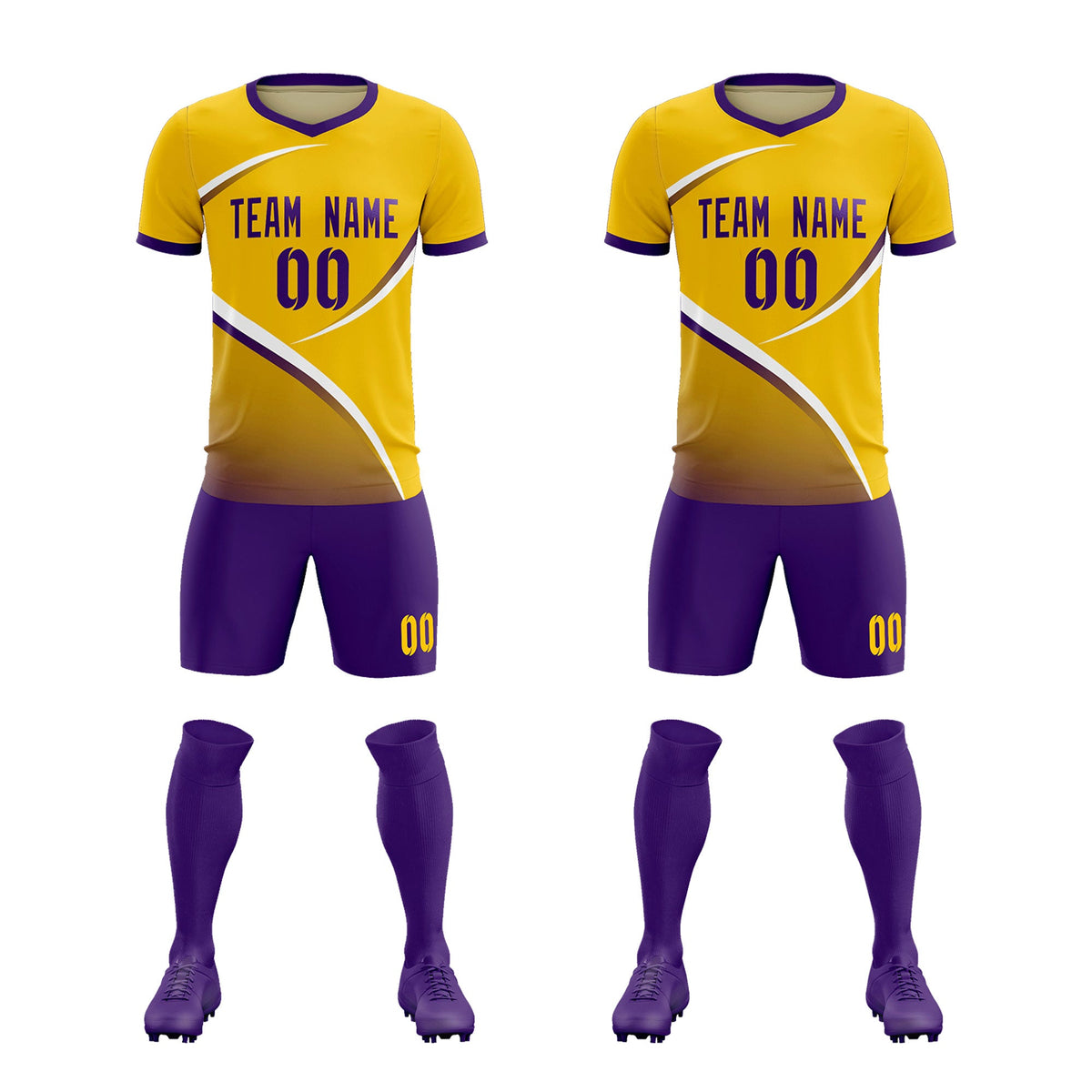 Custom Gold Old Gold Color Block Training Uniform For Men Soccer Sets Jersey