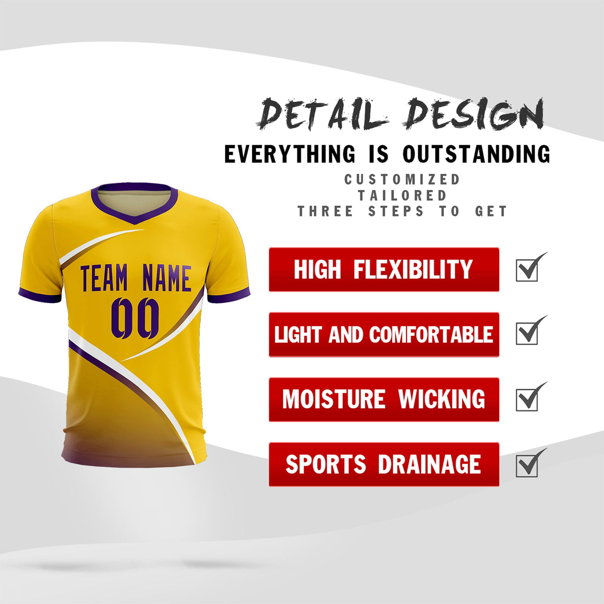 Custom Gold Old Gold Color Block Training Uniform For Men Soccer Sets Jersey