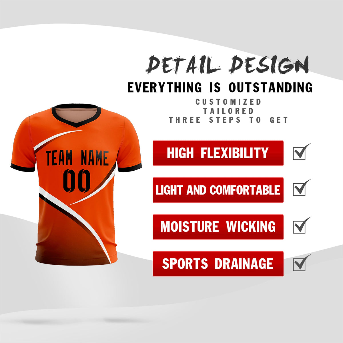Custom Orange Black Color Block Training Uniform For Men Soccer Sets Jersey