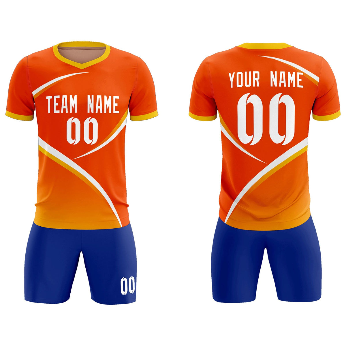 Custom Orange Gold Color Block Training Uniform For Men Soccer Sets Jersey