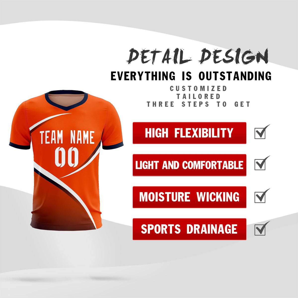 Custom Orange Navy Color Block Training Uniform For Men Soccer Sets Jersey