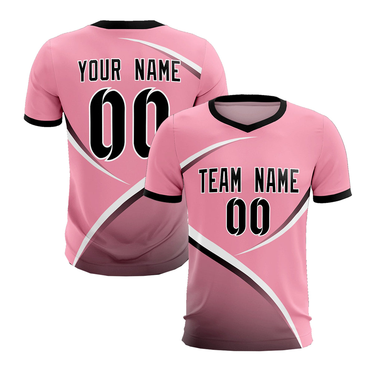 Custom Light Pink Black Color Block Training Uniform For Men Football Kits Jersey