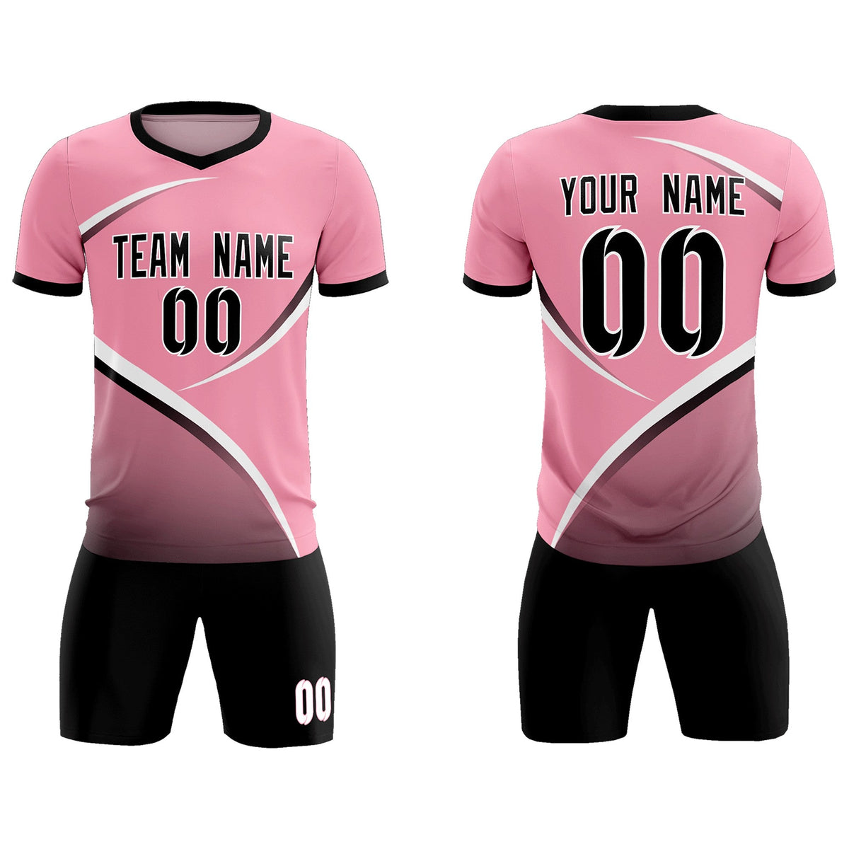 Custom Light Pink Black Color Block Training Uniform For Men Football Kits Jersey
