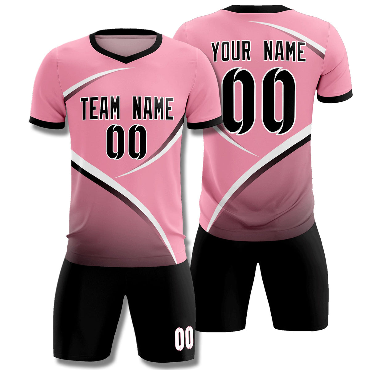 Custom Light Pink Black Color Block Training Uniform For Men Football Kits Jersey
