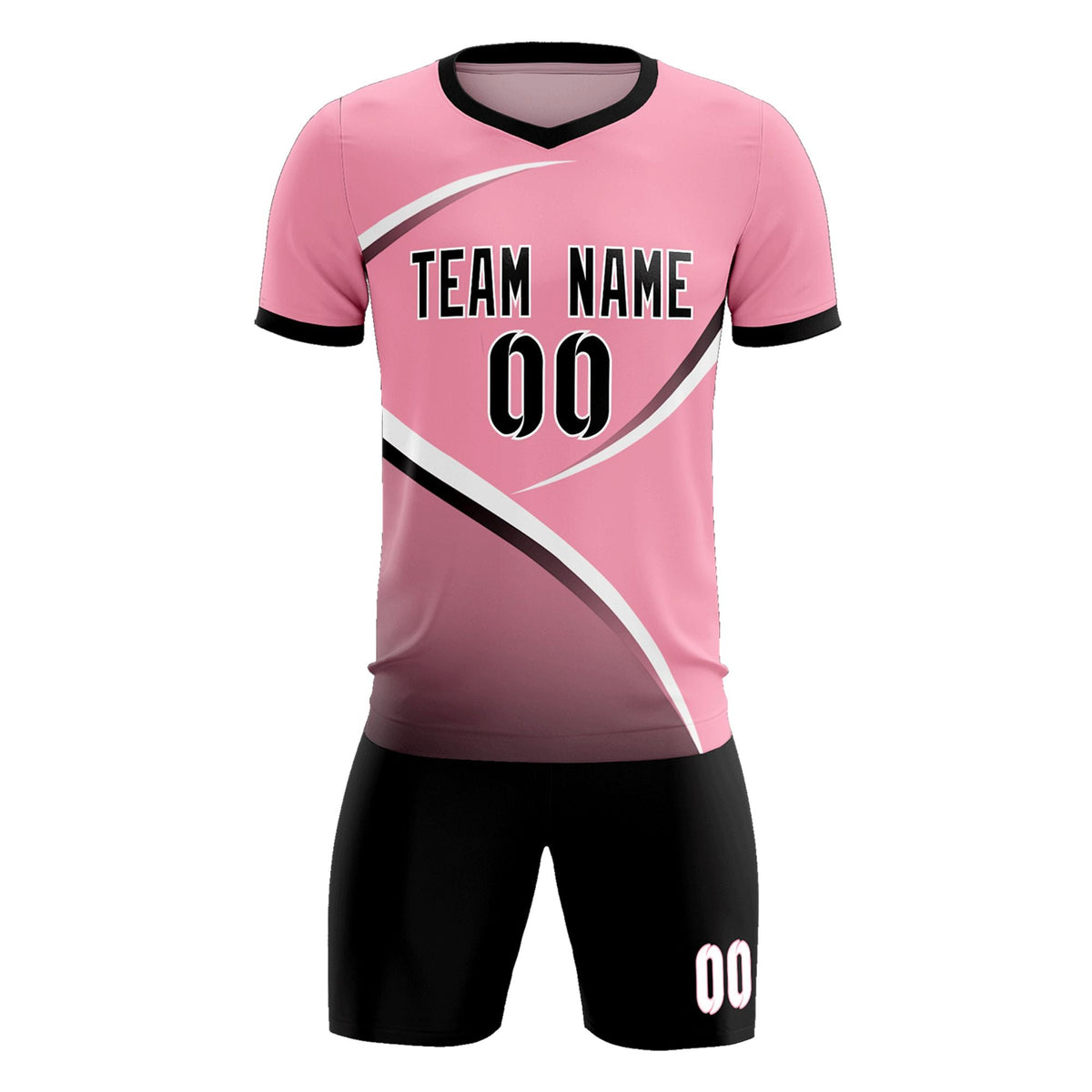 Custom Light Pink Black Color Block Training Uniform For Men Football Kits Jersey