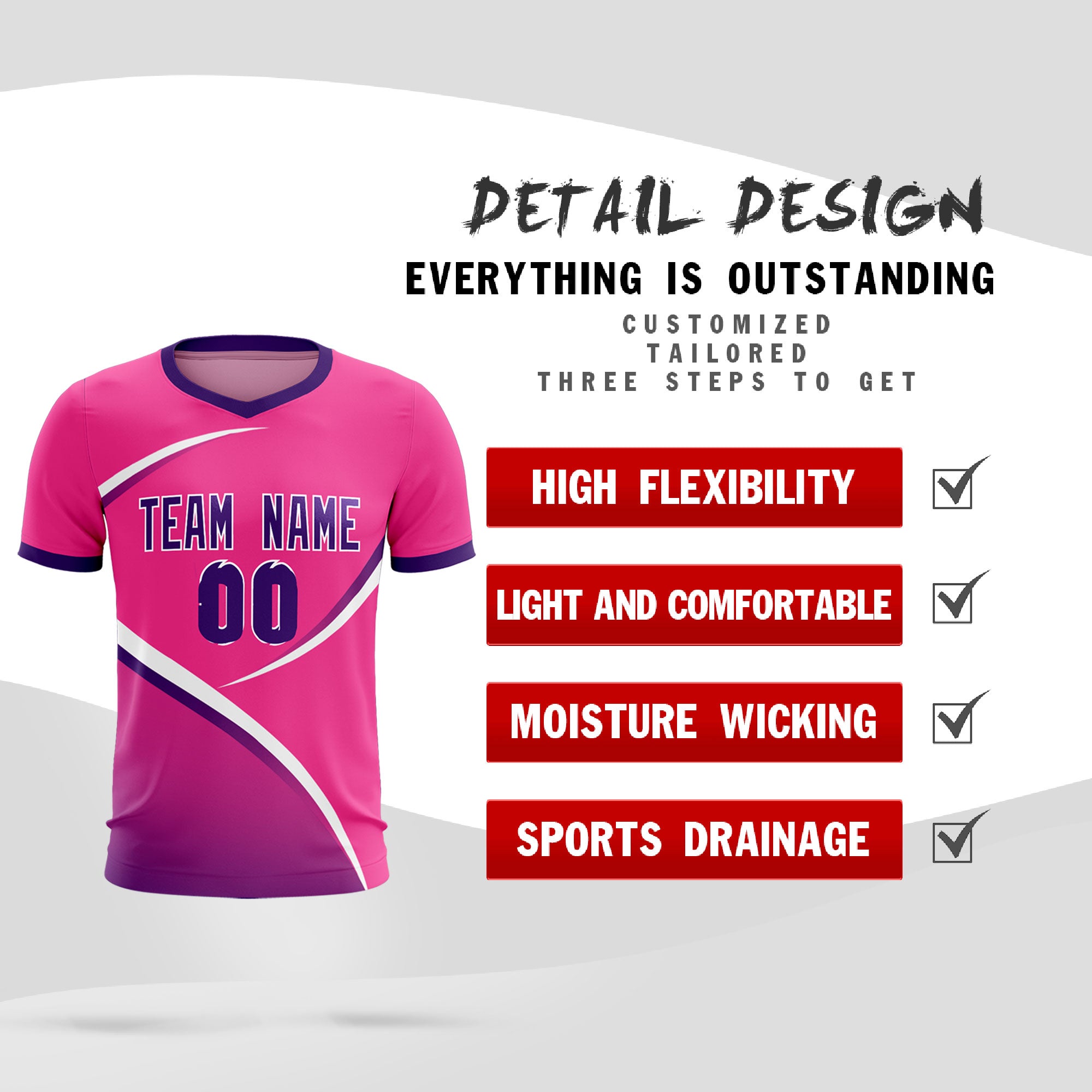 Custom Pink Purple Color Block Training Uniform For Men Soccer Sets Jersey