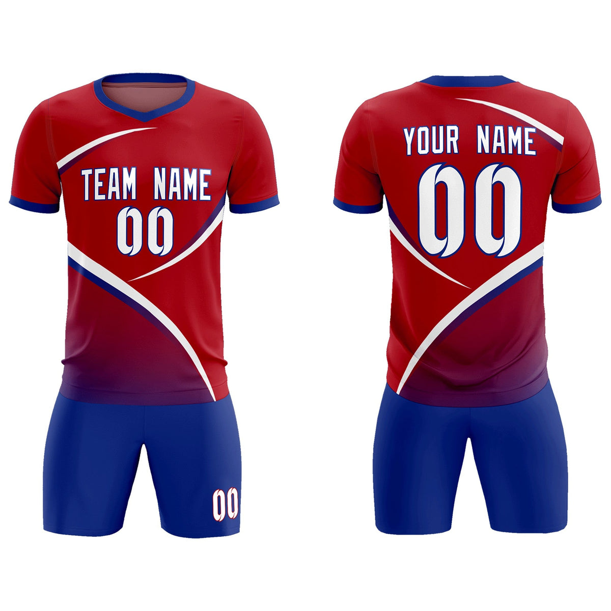 Custom Red Royal Color Block Training Uniform For Men Football Kits Jersey