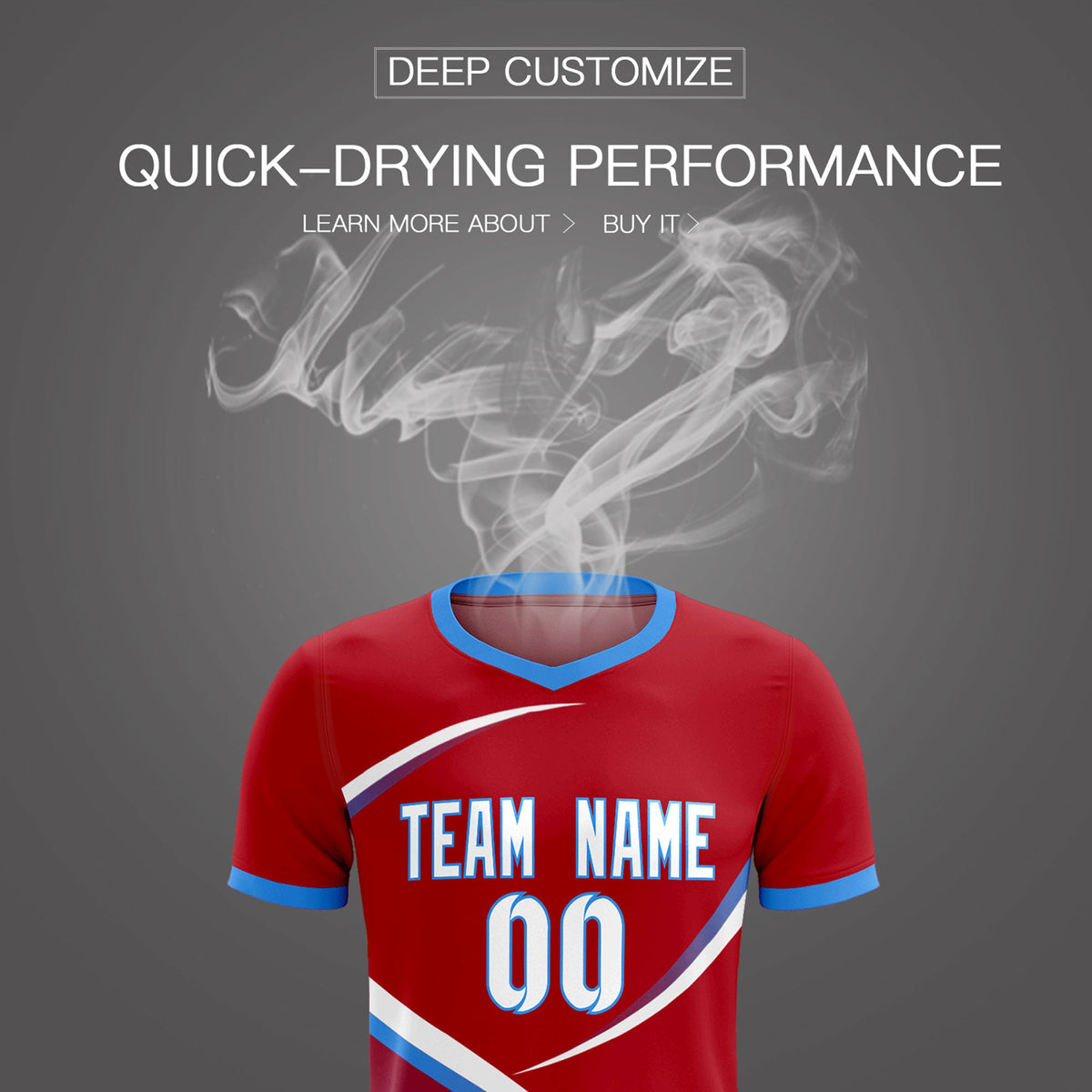 Custom Red Powder Blue Color Block Training Uniform For Men Football Kits Jersey