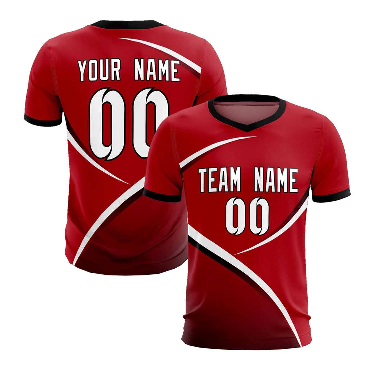Custom Red Black Color Block Training Uniform For Men Football Kits Jersey