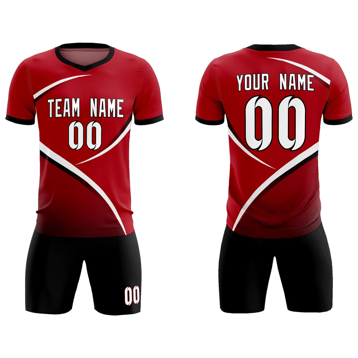 Custom Red Black Color Block Training Uniform For Men Football Kits Jersey