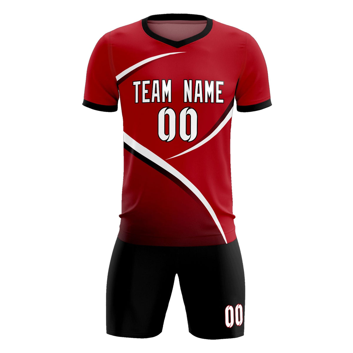 Custom Red Black Color Block Training Uniform For Men Football Kits Jersey