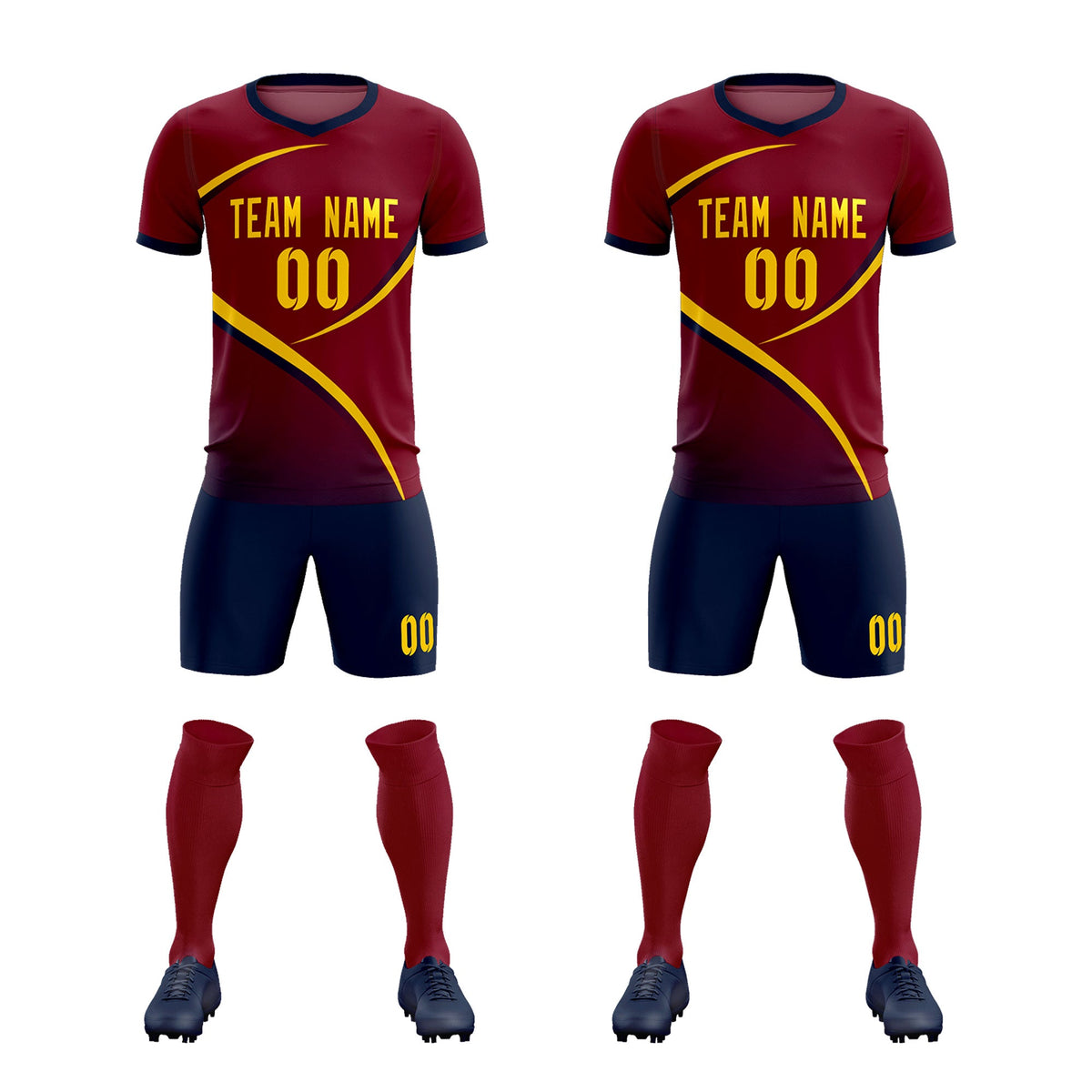 Custom Crimson Navy Color Block Training Uniform For Men Football Kits Jersey