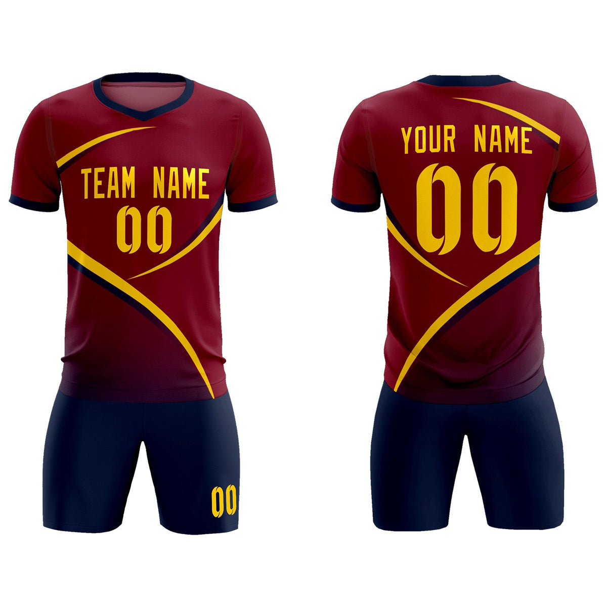 Custom Crimson Navy Color Block Training Uniform For Men Football Kits Jersey