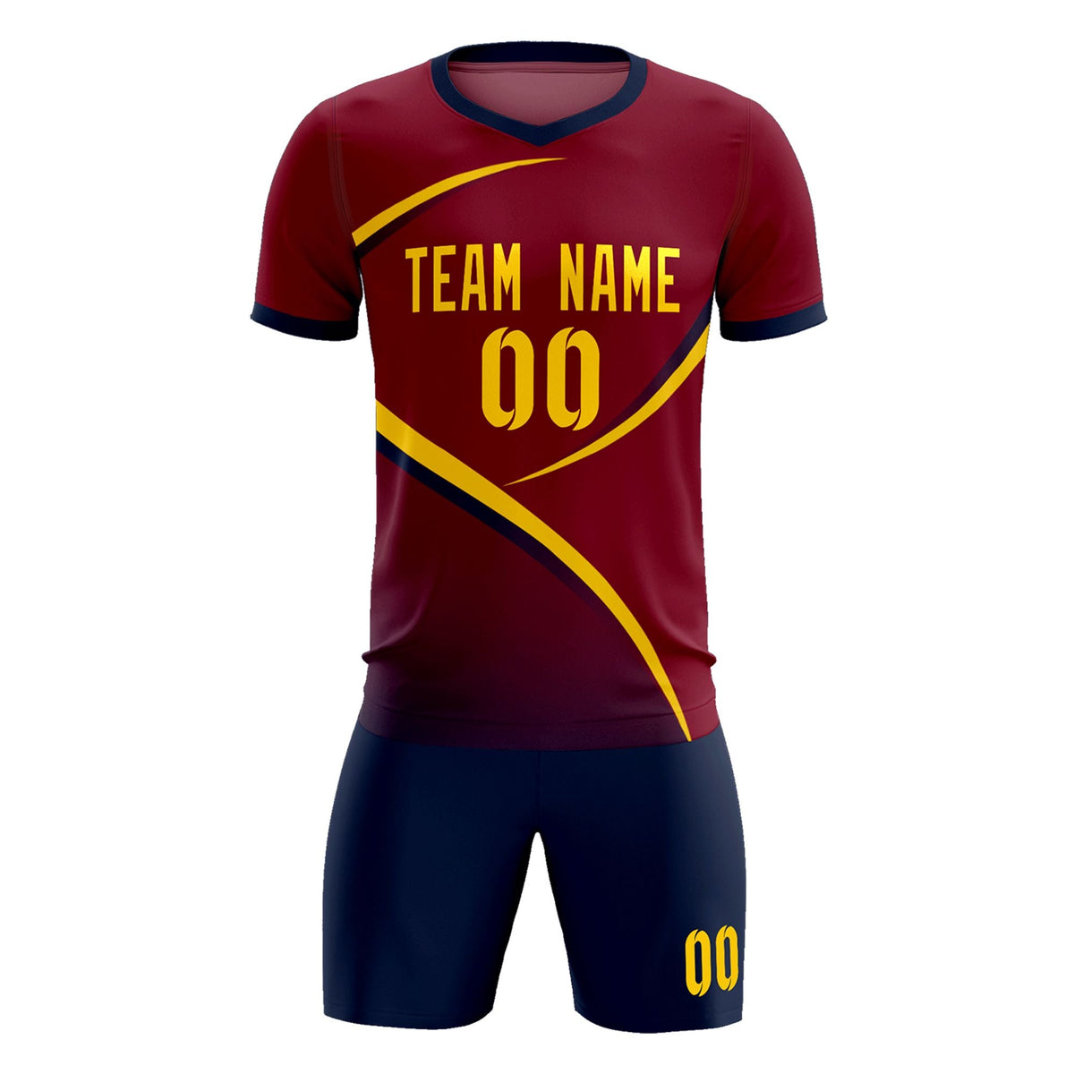 Custom Crimson Navy Color Block Training Uniform For Men Football Kits Jersey