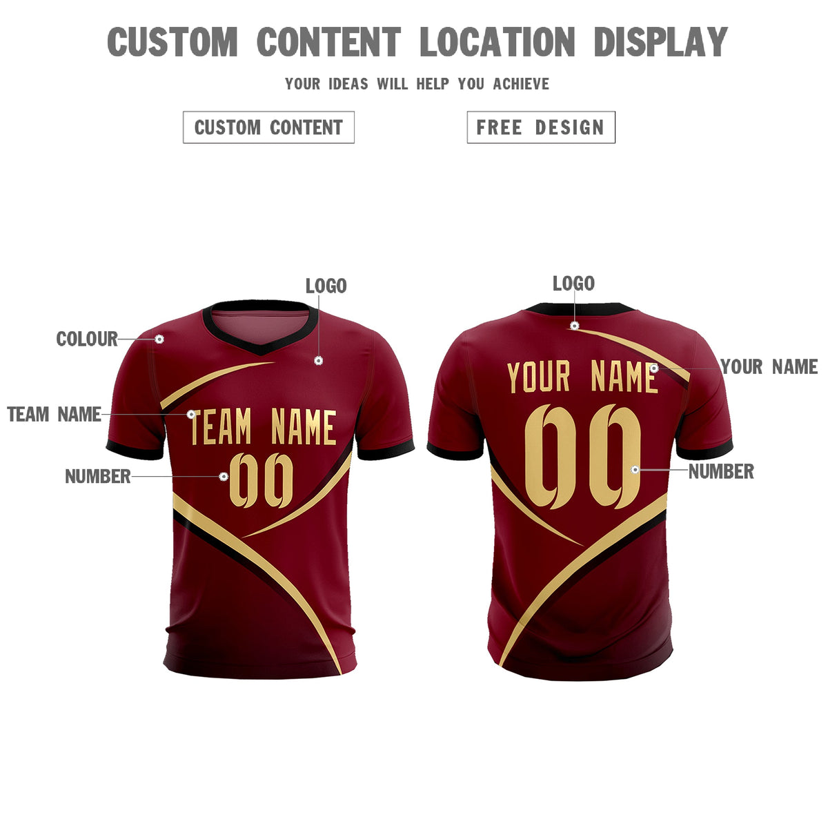 Custom Crimson Black Color Block Training Uniform For Men Football Kits Jersey