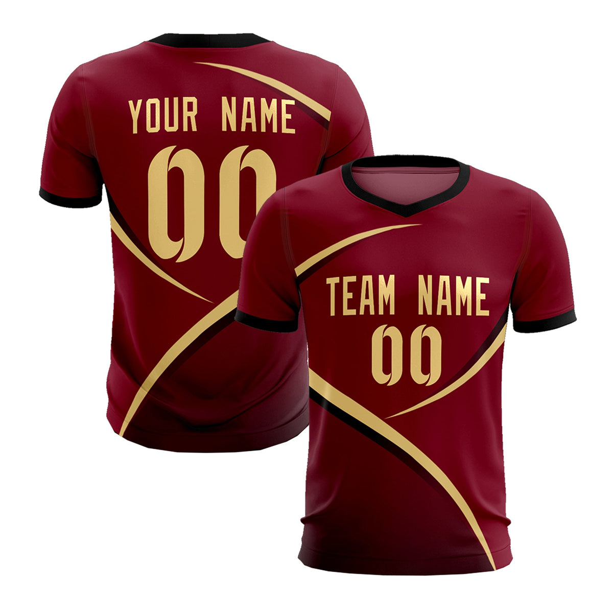 Custom Crimson Black Color Block Training Uniform For Men Football Kits Jersey