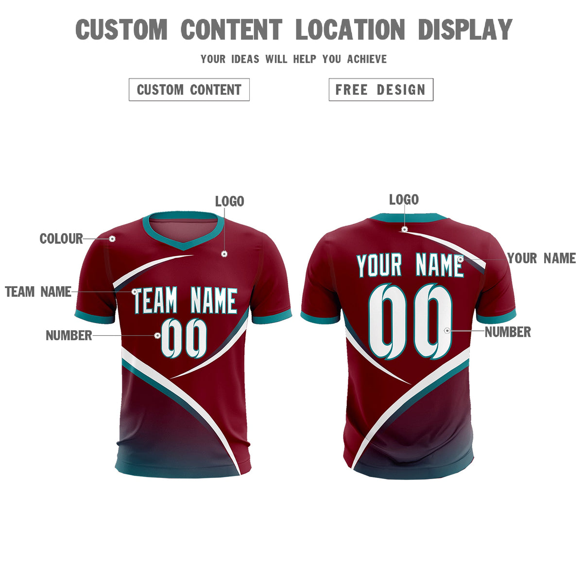 Custom Crimson Aqua Color Block Training Uniform For Men Football Kits Jersey