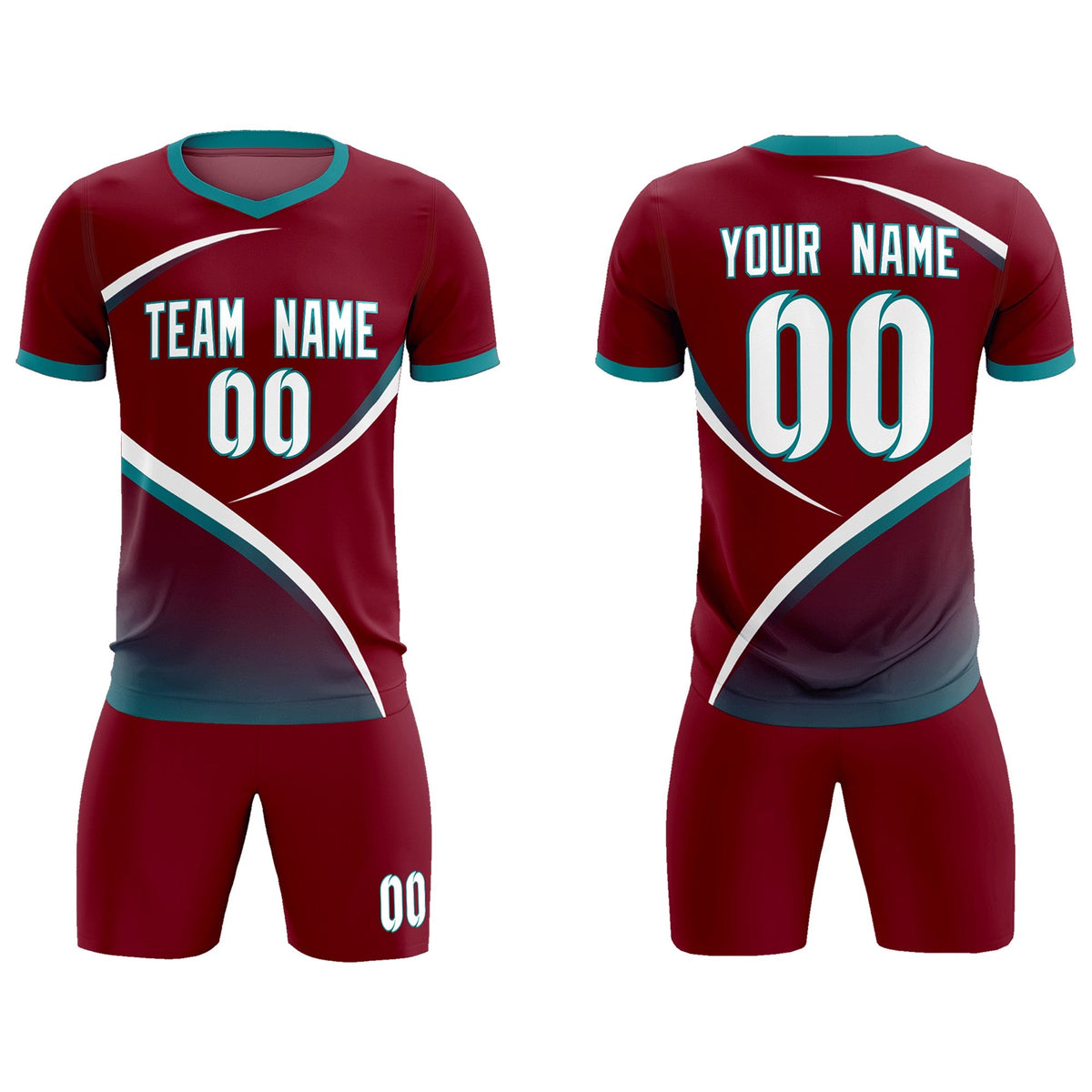 Custom Crimson Aqua Color Block Training Uniform For Men Football Kits Jersey