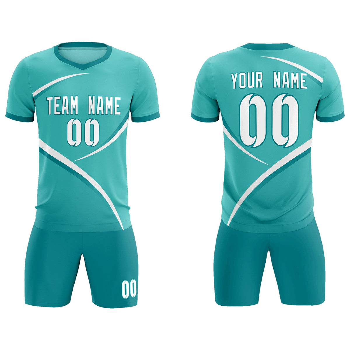 Custom Bright Green Aqua Color Block Training Uniform For Men Football Kits Jersey