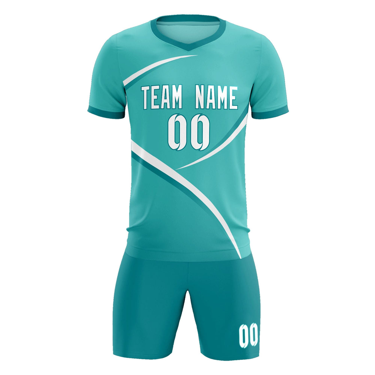 Custom Bright Green Aqua Color Block Training Uniform For Men Football Kits Jersey