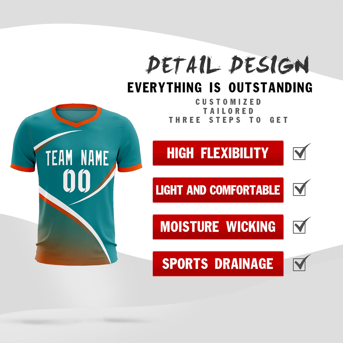 Custom Aqua Orange Color Block Training Uniform For Men Soccer Sets Jersey
