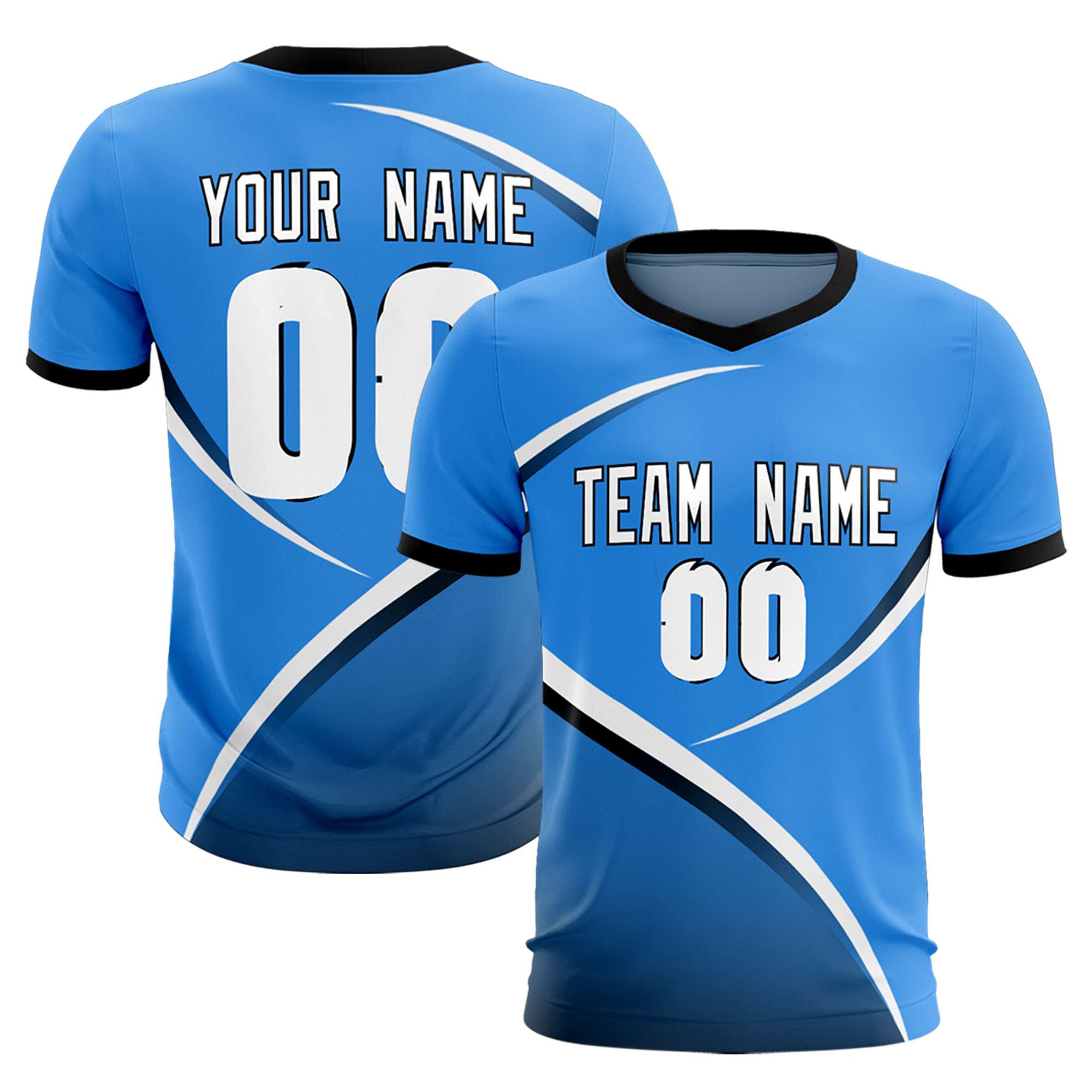 Custom Powder Blue Navy Color Block Training Uniform For Men Soccer Sets Jersey