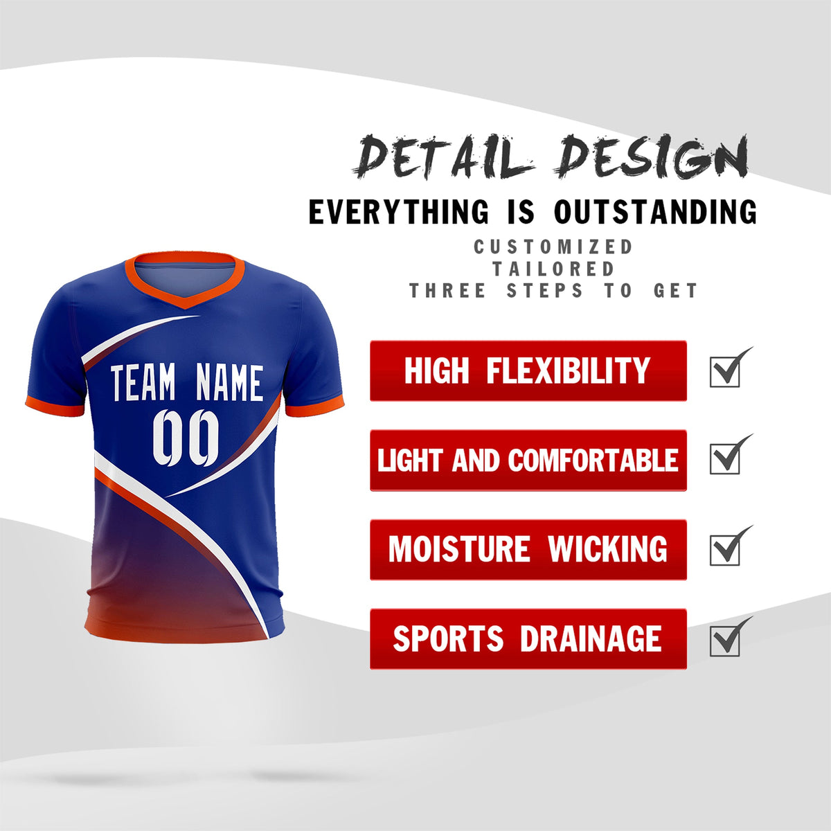 Custom Royal Orange Color Block Training Uniform For Men Soccer Sets Jersey