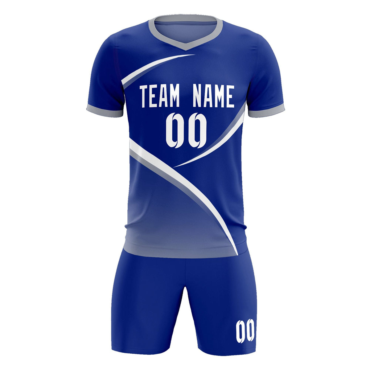 Custom Royal Gray Color Block Training Uniform For Men Soccer Sets Jersey