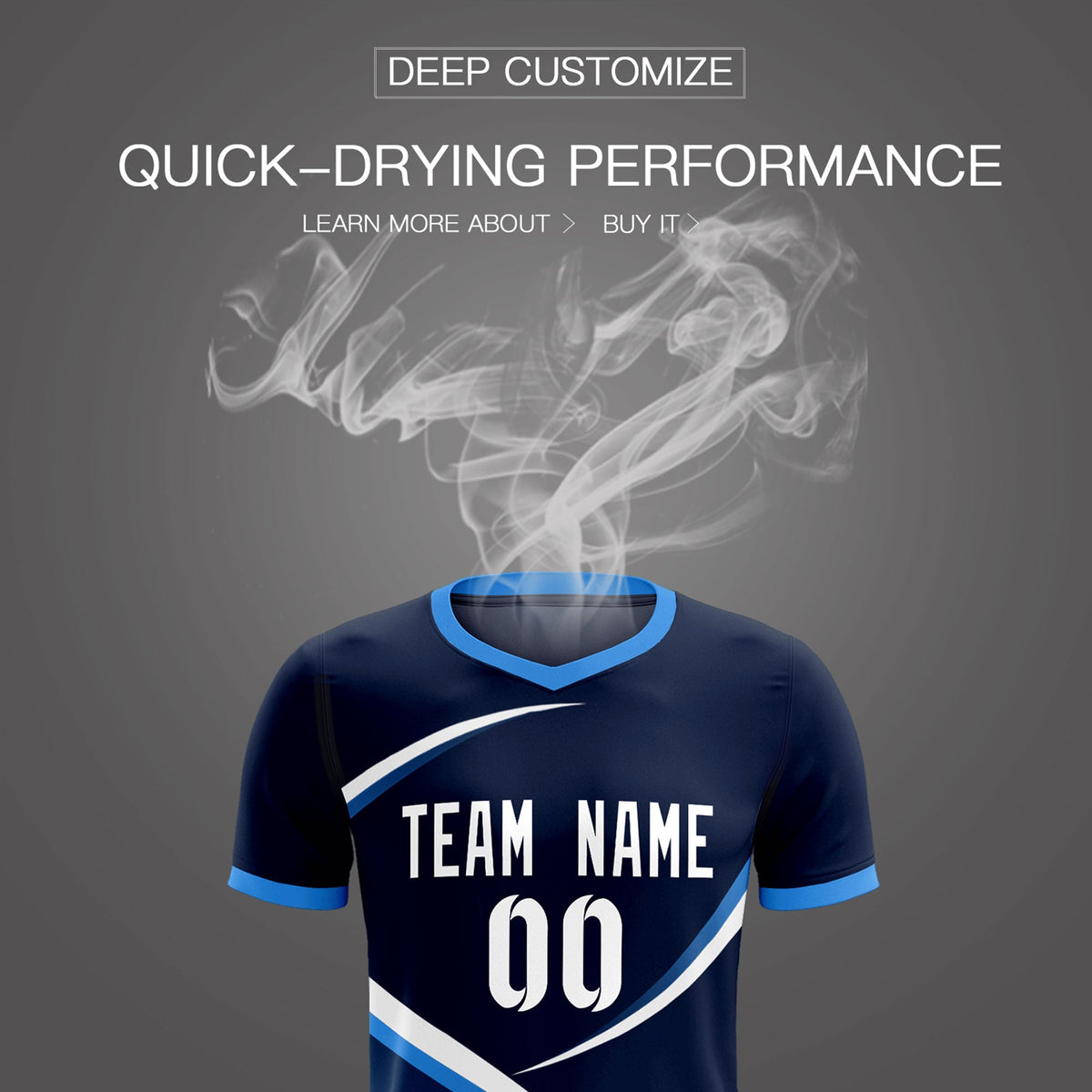 Custom Navy Powder Blue Color Block Training Uniform For Men Soccer Sets Jersey